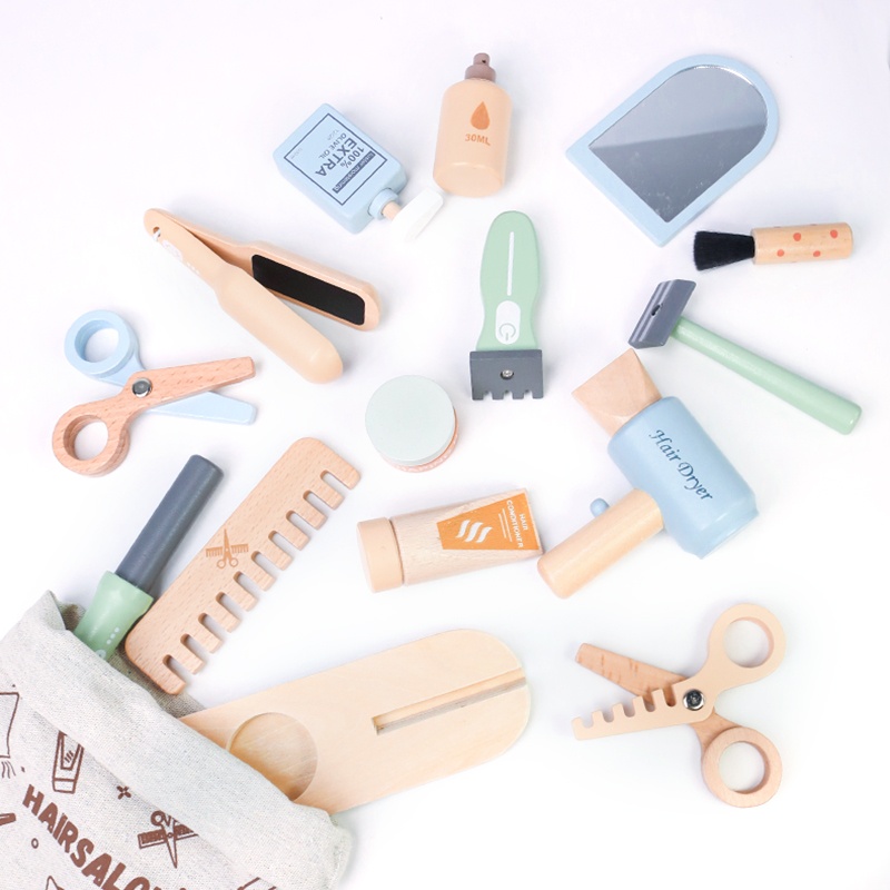 Hair Care Gift - Wooden Pretend Hairdressing Makeup Tool Set