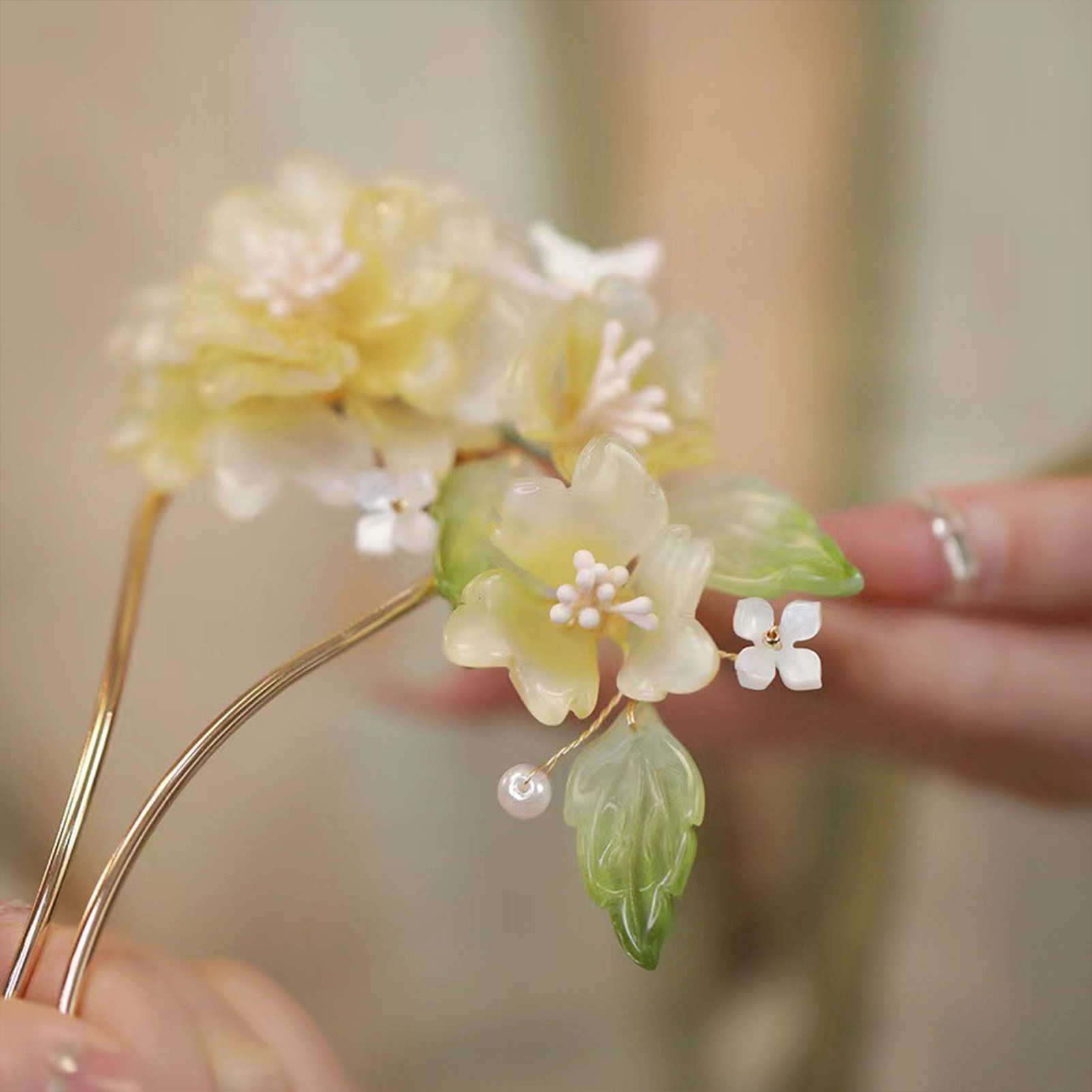 Vintage U Shape Peony Hairpin  - đánh giá và giá Hair Care Japanese
