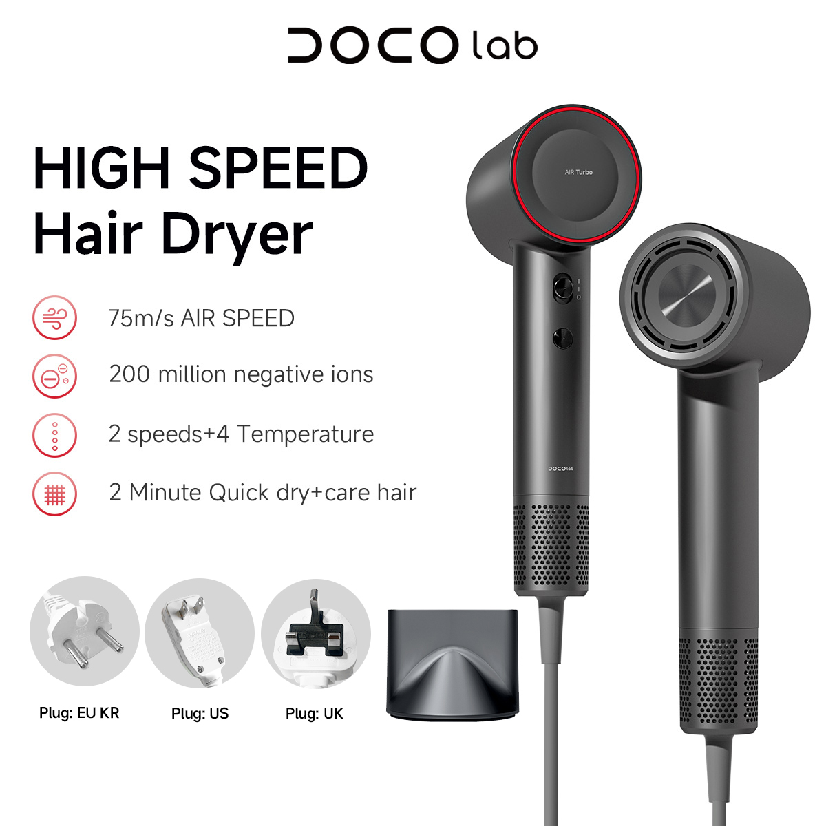 DOCO Hair Dryer High Speed 75m - đánh giá và giá Hair Care Gift