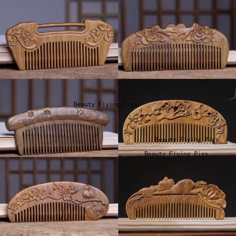 1pc Wooden Carving Comb Scalp  - đánh giá và giá Hair Care Japanese