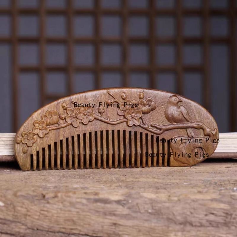 1pc Wooden Carving Comb Scalp  - đánh giá và giá Hair Care Japanese
